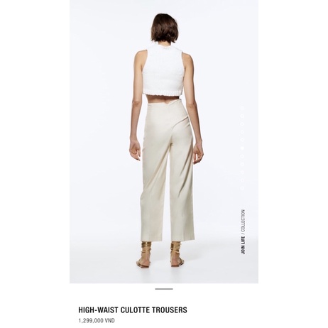 Quần ống suông cạp cao Zara  - High Waisted Culotte Trousers