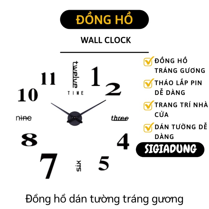 [SGD] Đồng Hồ Dán Tường - Đồng Hồ Trang Trí Tráng Gương 3D Xen Chữ (Loại Lớn), Độc Đáo 8805