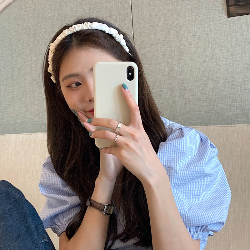 Băng đô màu trơn xếp ly thời trang xinh xắn cho nữ