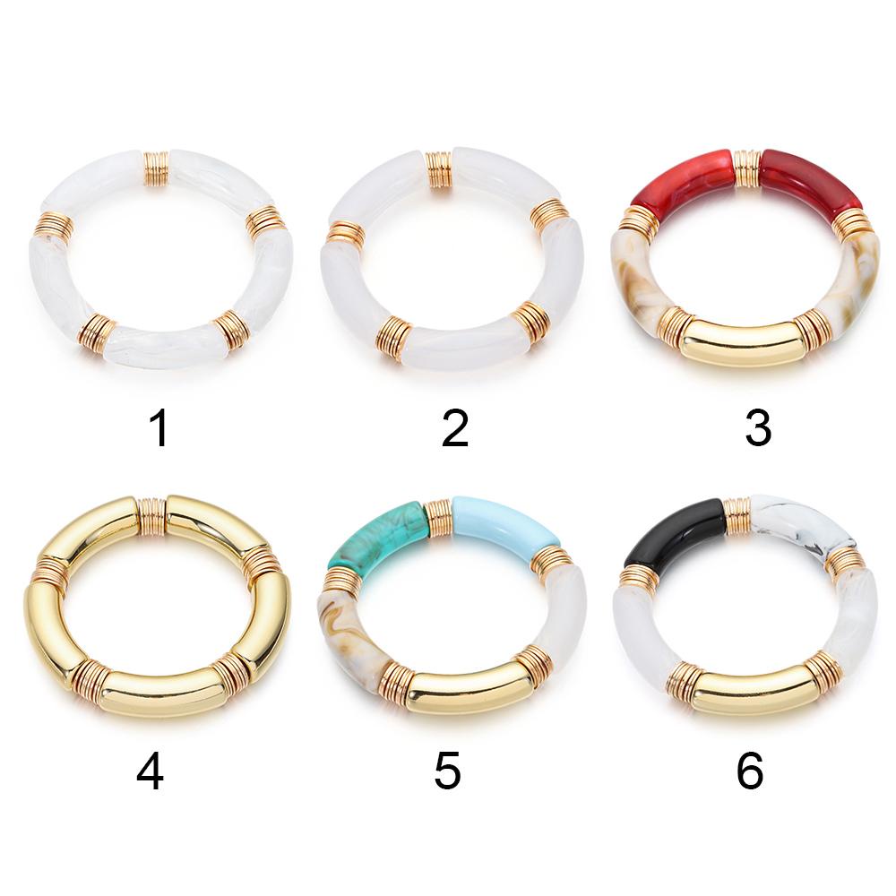 Vòng Tay Acrylic Dạng Ống Tre Phong Cách Vintage