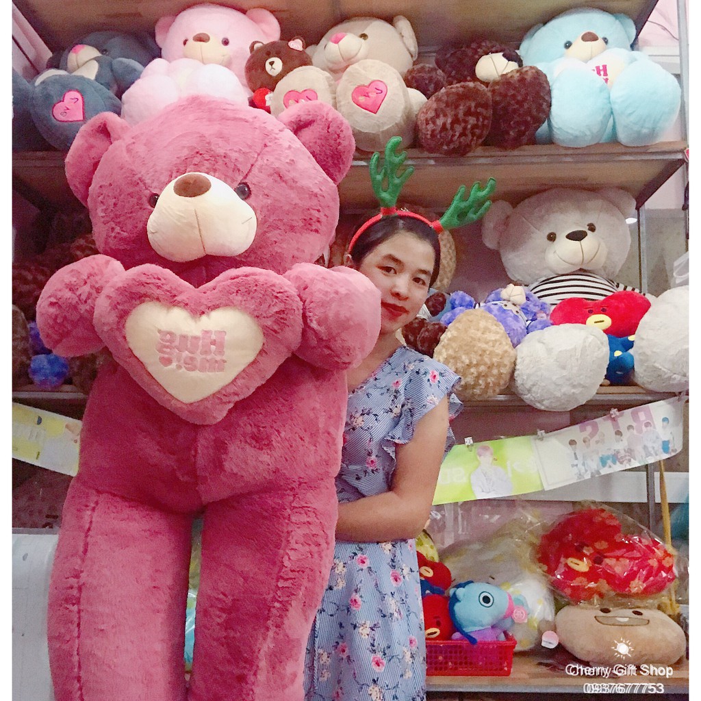 Gấu Bông Teddy Ôm Tim Khổng Lồ 1m5 Ảnh Shop Chụp