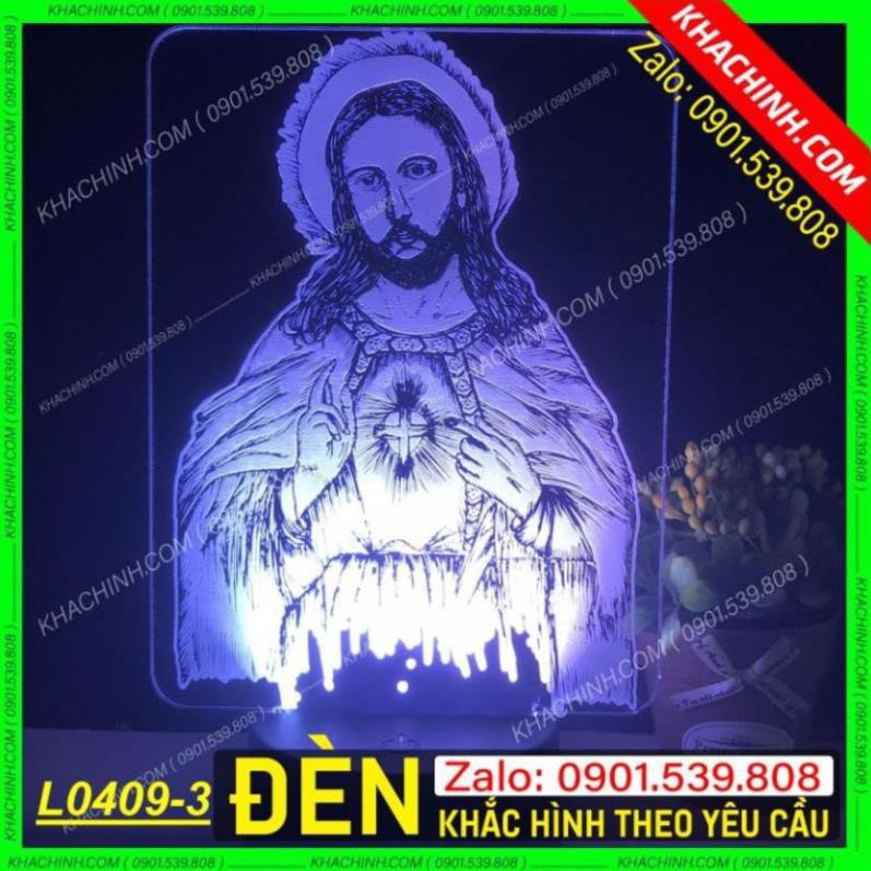 Đèn thờ hình Chúa - nhận làm ảnh Thiên Chúa theo yêu cầu - Mẫu L0471-G có Remote thay đổi 16 màu