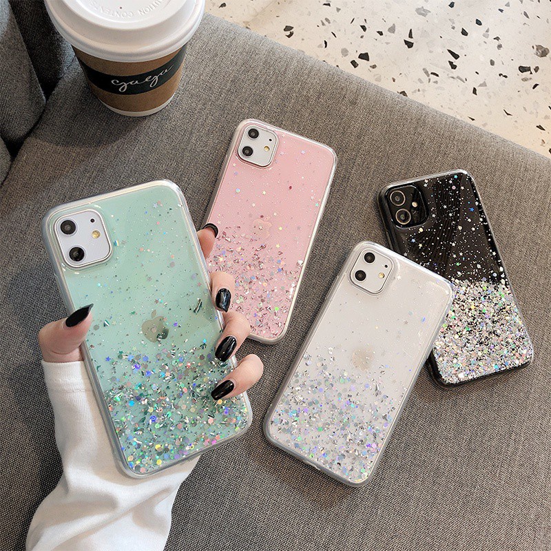 Ốp Điện Thoại Trong Suốt Phối Sequin Hình Sao Lấp Lánh Cho Samsung A03 A02s A12 A42 M51 A31 A21s A20s A51 A71 A30s A50s A70