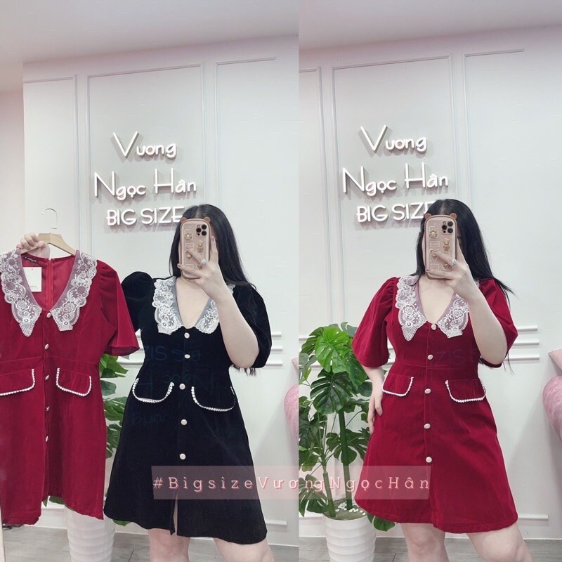 Đầm nhung cổ ren sang chảnh - màu đen, đỏ - đi tiệc, noel, Tết