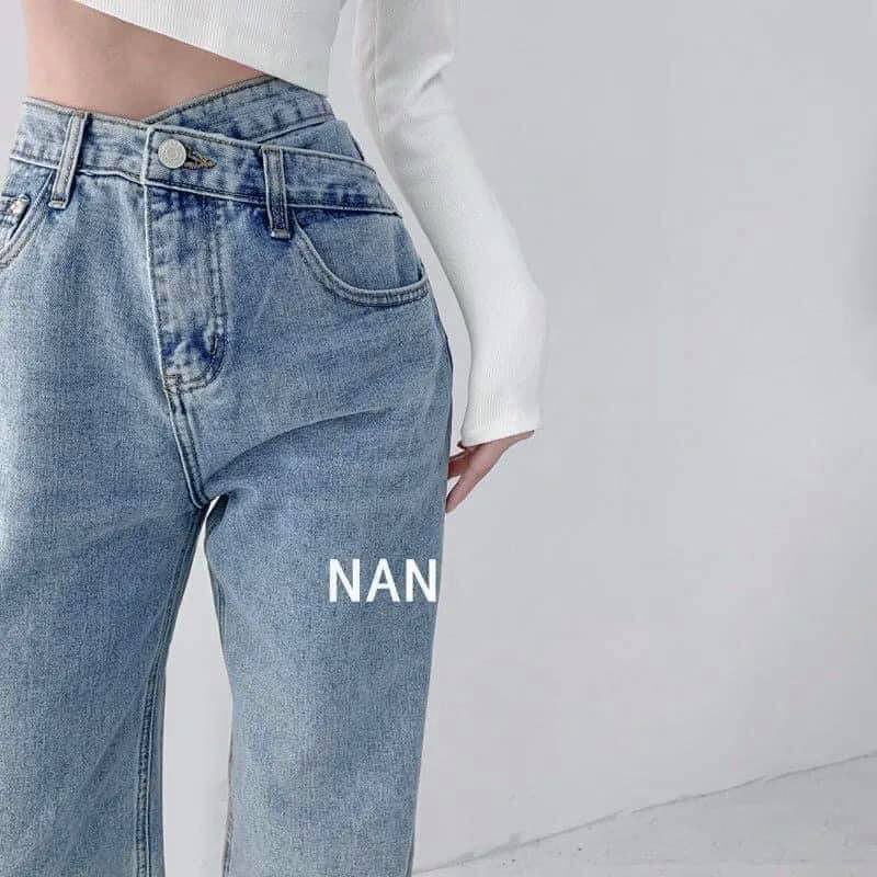 Quần Jean Cạp Chéo Nữ - Culottes dáng rộng thiết kế basic, trẻ trung, năng động style Ulzzang HOT TREND