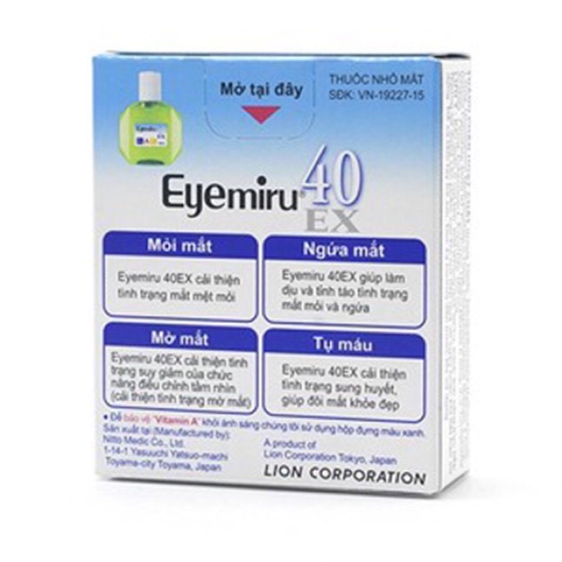 Dung Dịch Nhỏ Mắt EYEMIRU 40EX  Cung Cấp Vitamin Giảm Mỏi Mắt Ngứa Mắt Lọ 15Ml
