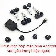 Cảm biến áp suất lốp tích hợp dvd android , cảm biến TRONG/ NGOÀI