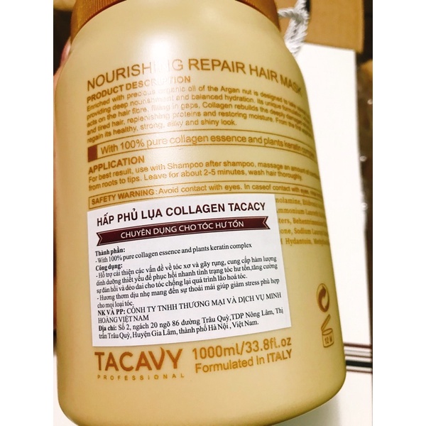 Dầu hấp ủ tóc Collagen Tacavy phục hồi hư tổn 1000ml - CHÍNH HÃNG
