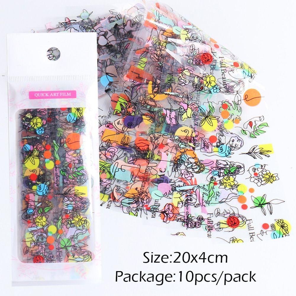 Set 10 Tấm Lá Nhôm Chuyển Đổi Đường Xăm Hình Trang Trí Móng Tay HS