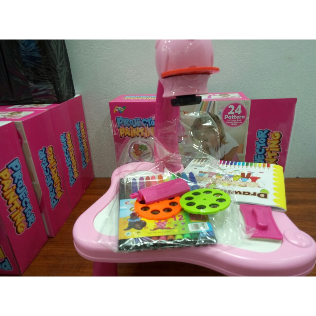 Bàn vẽ thông minh có đèn chiếu tranh ảnh và nhạc cho bé tập tô vẽ - projector painting