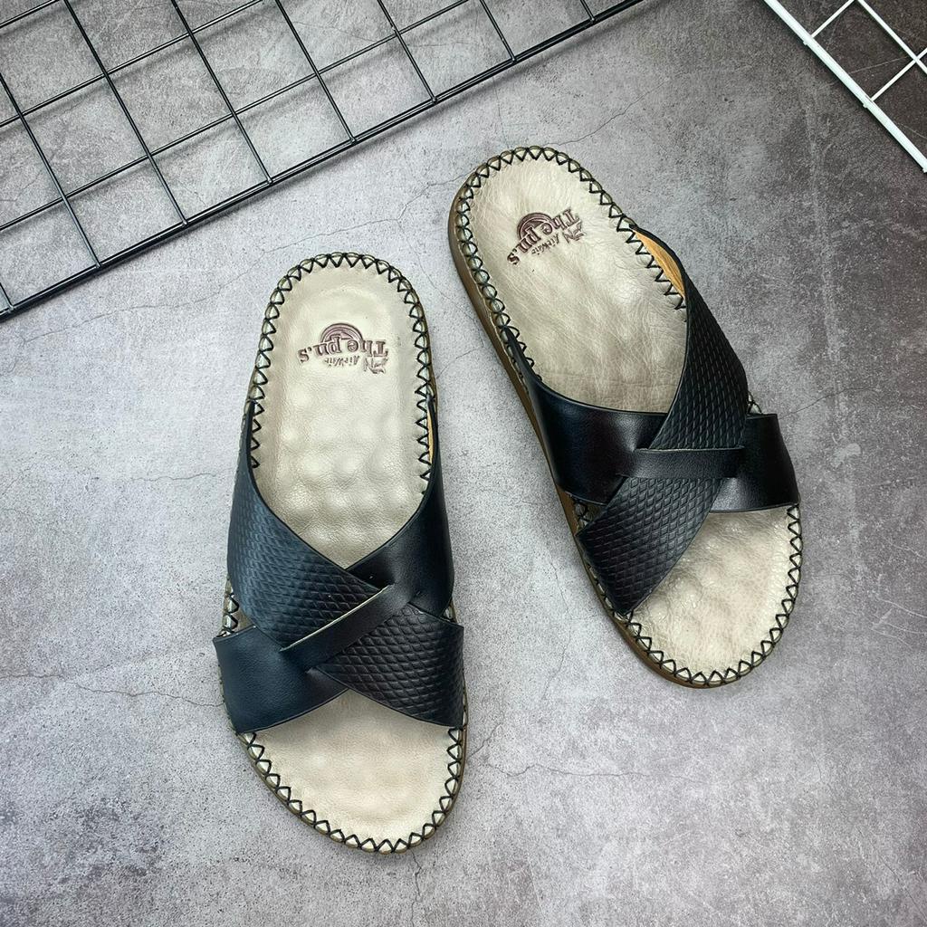 Dép doctor quai chéo KHÔNG THẤM NƯỚC da bò thật PN-76