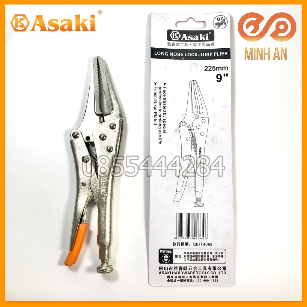 Kìm chết mũi nhọn [HÀNG CHÍNH HÃNG] Asaki AK-8264 9inch-225mm