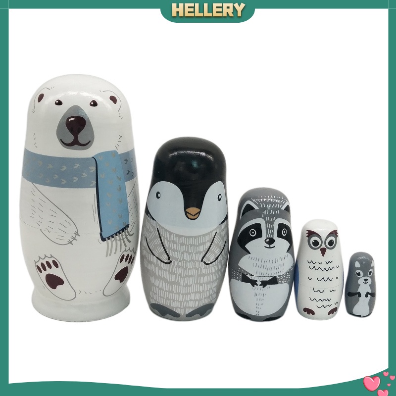 Bộ 5 Búp Bê Nga Matryoshka Hoạt Hình Bằng Gỗ