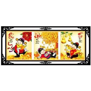 TRANH ĐÍNH ĐÁ PHÚC LỘC THỌ THẦN TÀI DF299 - CHƯA ĐÍNH