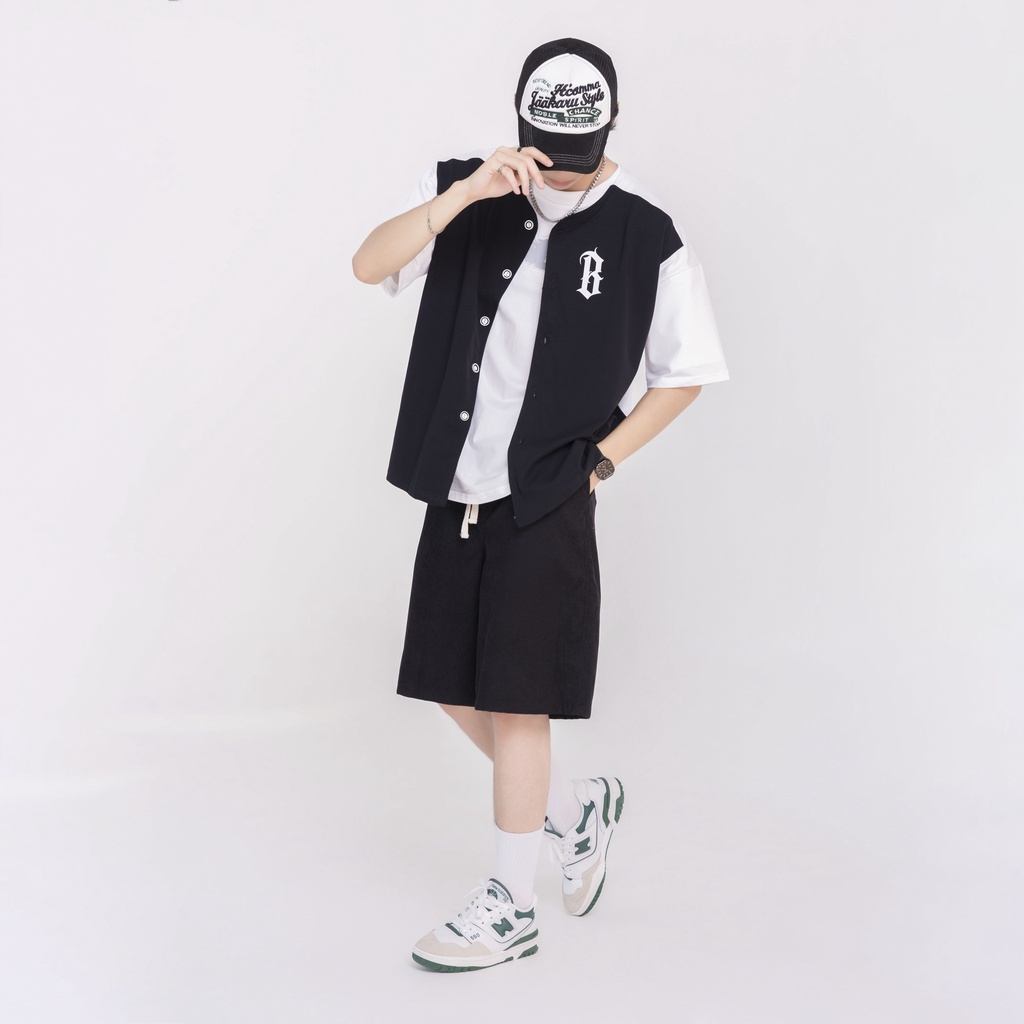 Áo sơ mi bóng chày BJHG unisex form rộng phong cách Hàn quốc Local Brand