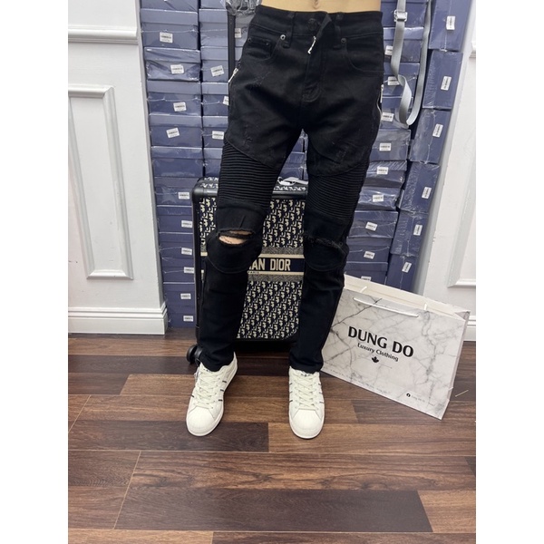 Quần Jean Dài Nam Màu Đen Khoá 2 Bên Phong Cách Thời Trang Cao Cấp