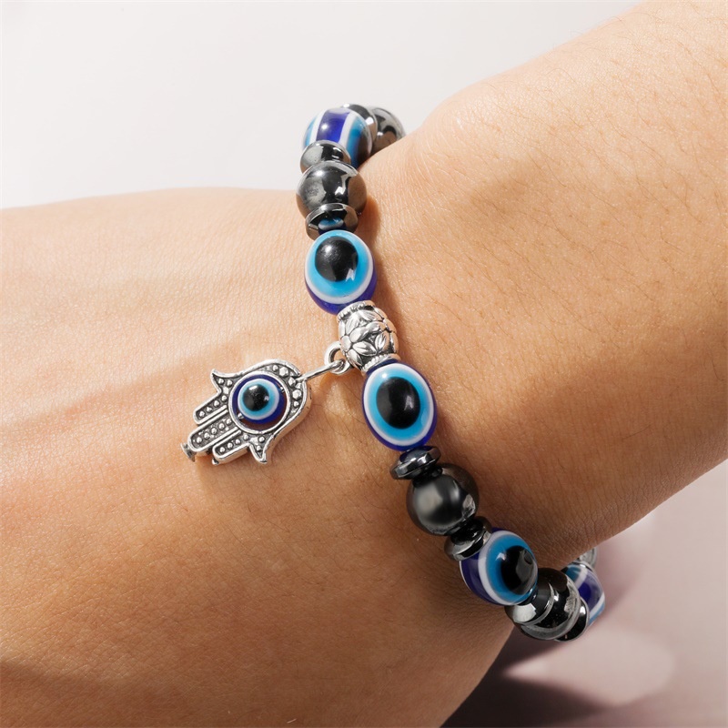 Vòng tay may mắn RINHOO mặt hình mắt quỷ 10mm thời trang cao cấp cho nam nữ