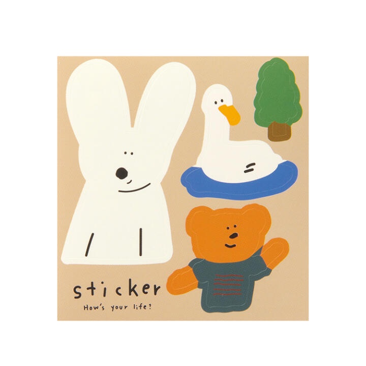 Set 3 Tấm Sticker ARTBOX Hàn Quốc Trang Trí Hình Thỏ Và Gấu Dễ Thương