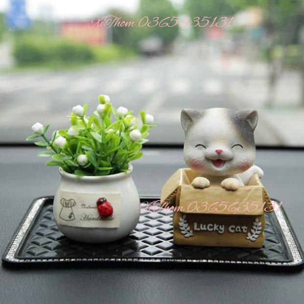 Trang trí ô tô Decor mèo lucky cat dễ thương trang trí taplo ô tô, phụ kiện xe hơi