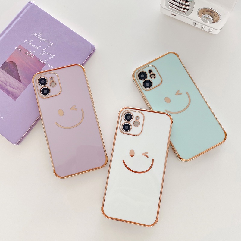 Ốp Điện Thoại Dẻo Tráng Gương Siêu Mỏng Họa Tiết Mặt Cười Cho iPhone 14 13 12 11 Pro Max XS XR X 8 7 Plus + SE 2020