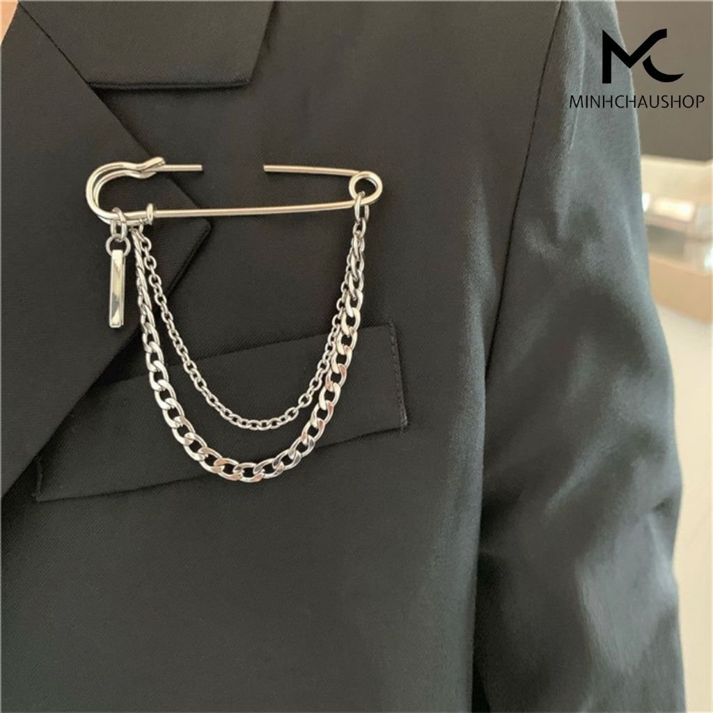 Ghim Cài Quần Áo Kim Loại Phong Cách Hiphop - Gim Cài Áo Vest Quần Jean Bằng Titan Mẫu 1 Ghim Phong Cách Hàn Quốc