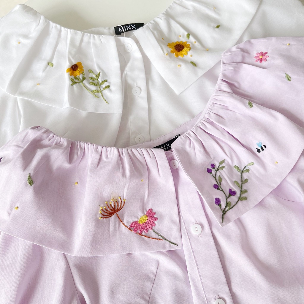 MINX - Áo Embroidery Rounded Blouse