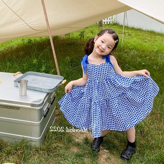 Váy bé gái dáng xòe 2 dây buộc xinh sắn dễ thương