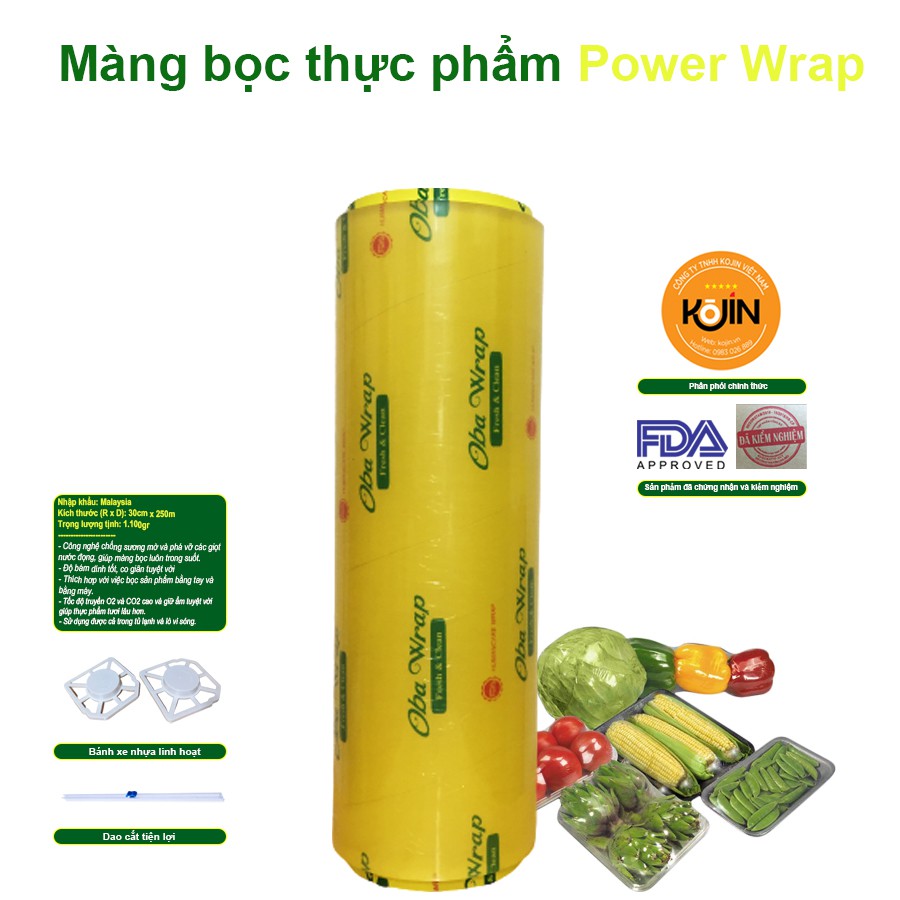 Bọc Thực Phẩm Power Wrap 30 x 250m Nhập Khẩu Malaysia [Không Vỏ Hộp]