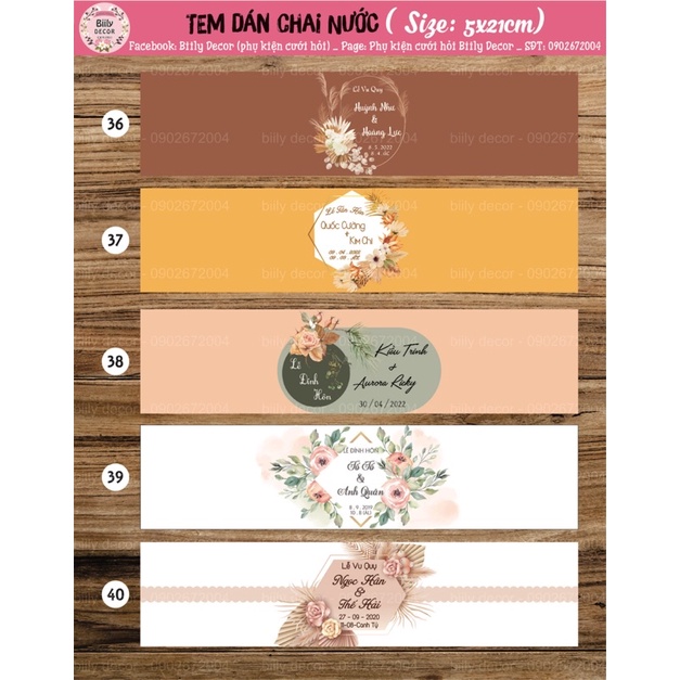 TEM DÁN CHAI NƯỚC SUỐI ĐÁM CƯỚI