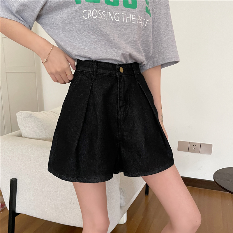 SUXI Quần jeans ngắn ống rộng thời trang dành cho nữ