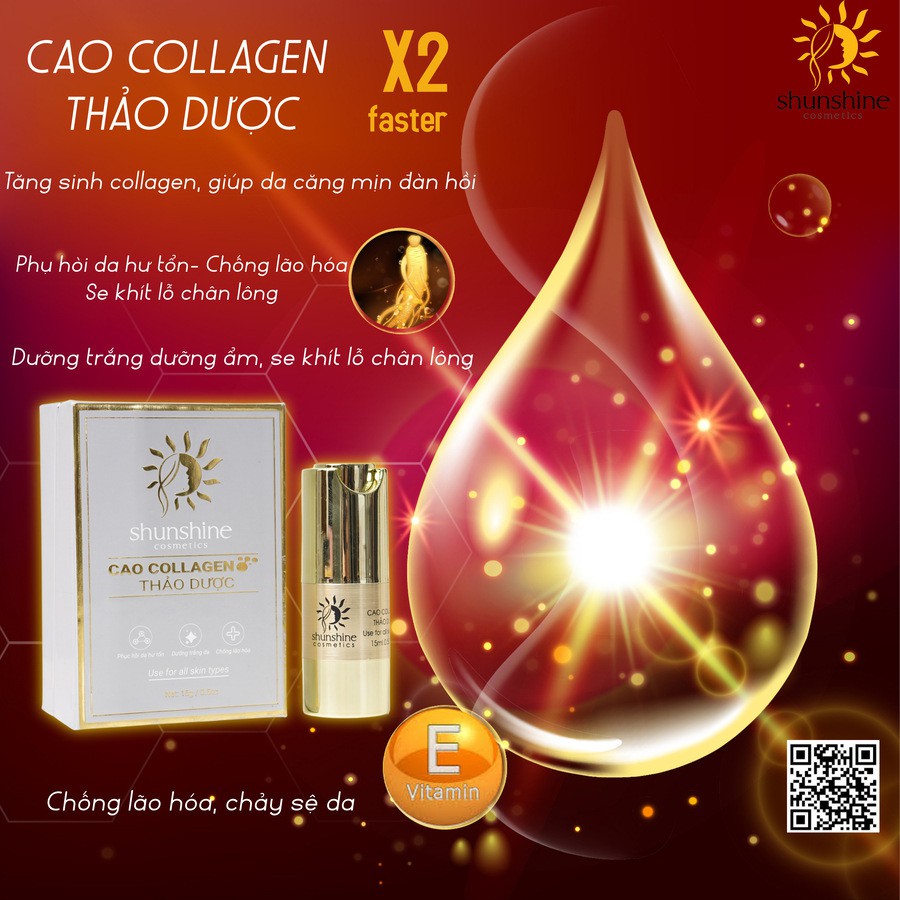 Shunshine Cosmetics cao collagen thảo dược làm đẹp da, da săn chắc, căng bóng ngậm nước ẩm