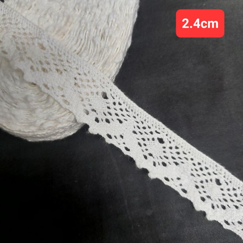 Ren chỉ cotton , màu trắng , size từ 1.3cm đến 4.5cm