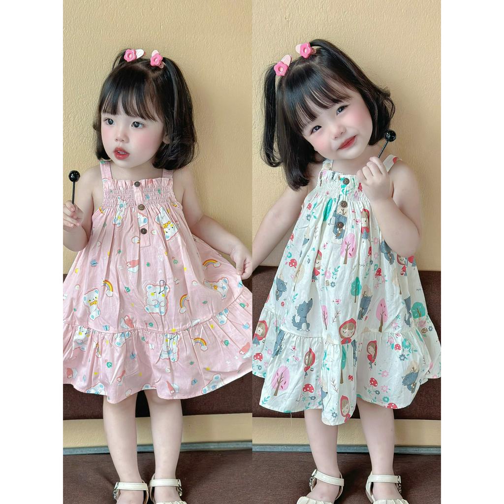Váy hè 2 dây chun ngực cho bé gái 1-6 tuổi