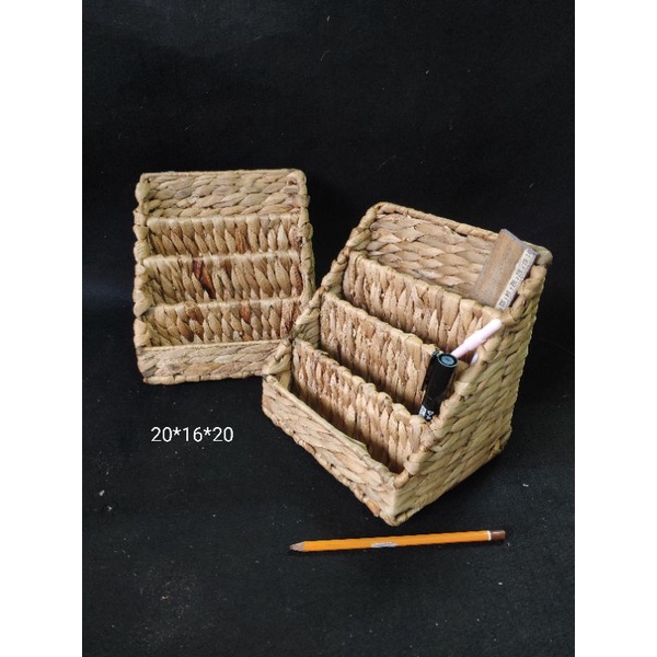 Combo 2 khay, giỏ lục bình đựng viết để bàn