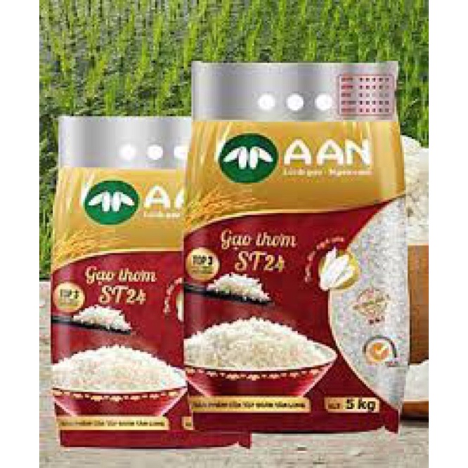 Gạo A An ST24 bịch 5kg, 10kg ngon nhất thế giới loại gạo dẻo mềm thơm ngon