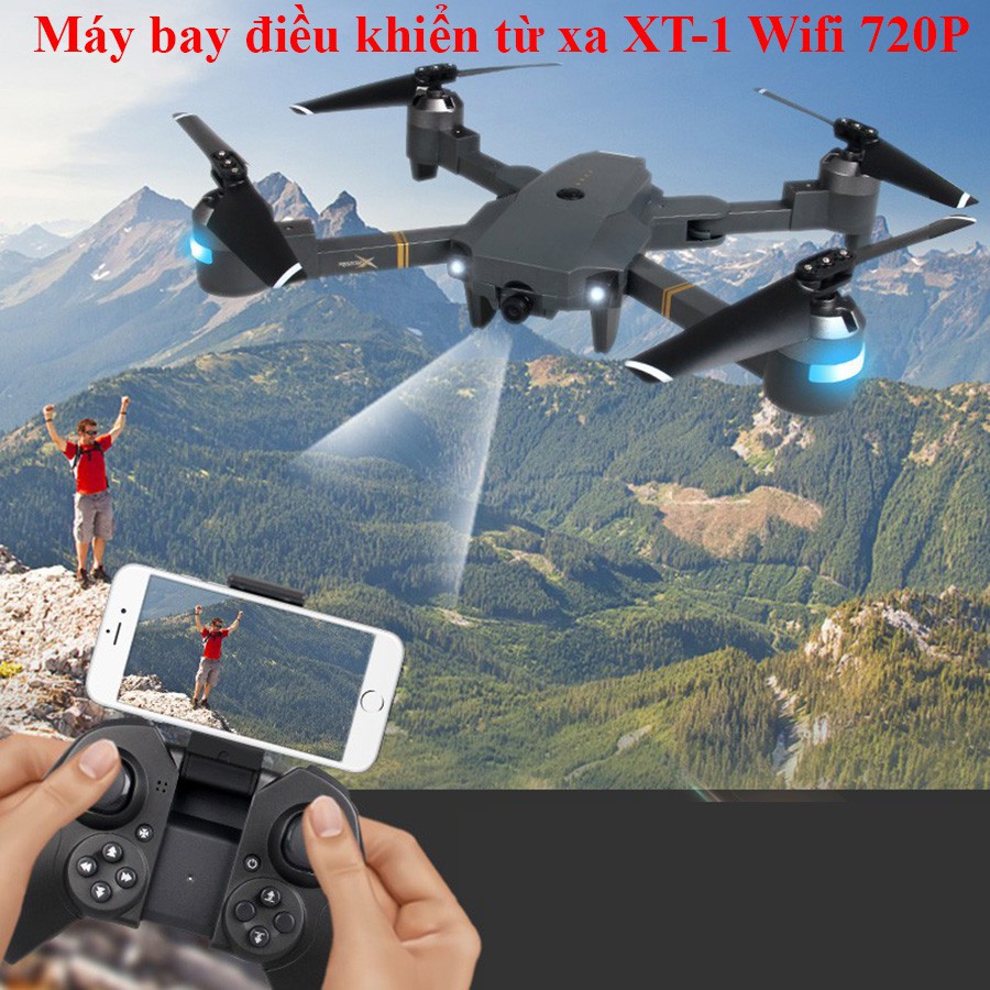 Flycam quay video Full HD 720P, Máy bay điều khiển kết nối wifi 3G - 4G, Máy bay điều khiển từ xa XT-1, Động cơ mạnh mẽ