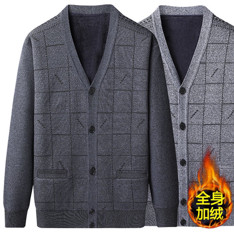 Áo khoác Cardigan dệt kim dày dặn thời trang thu đông cho nam trung niên - Hàng nhập khẩu
