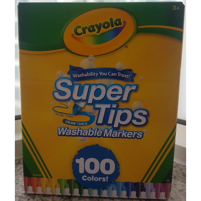 Bút lông màu, bộ 100 cây bút lông dễ tẩy rửa Crayola Supertips. Nét thanh nét đậm