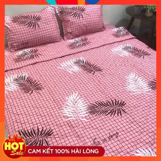 Set 4 món 💖 1 ra nệm 2 vỏ gối nằm 1 vỏ gối ôm mẫu lá dương Xỉ hồng (kèm ảnh thật)