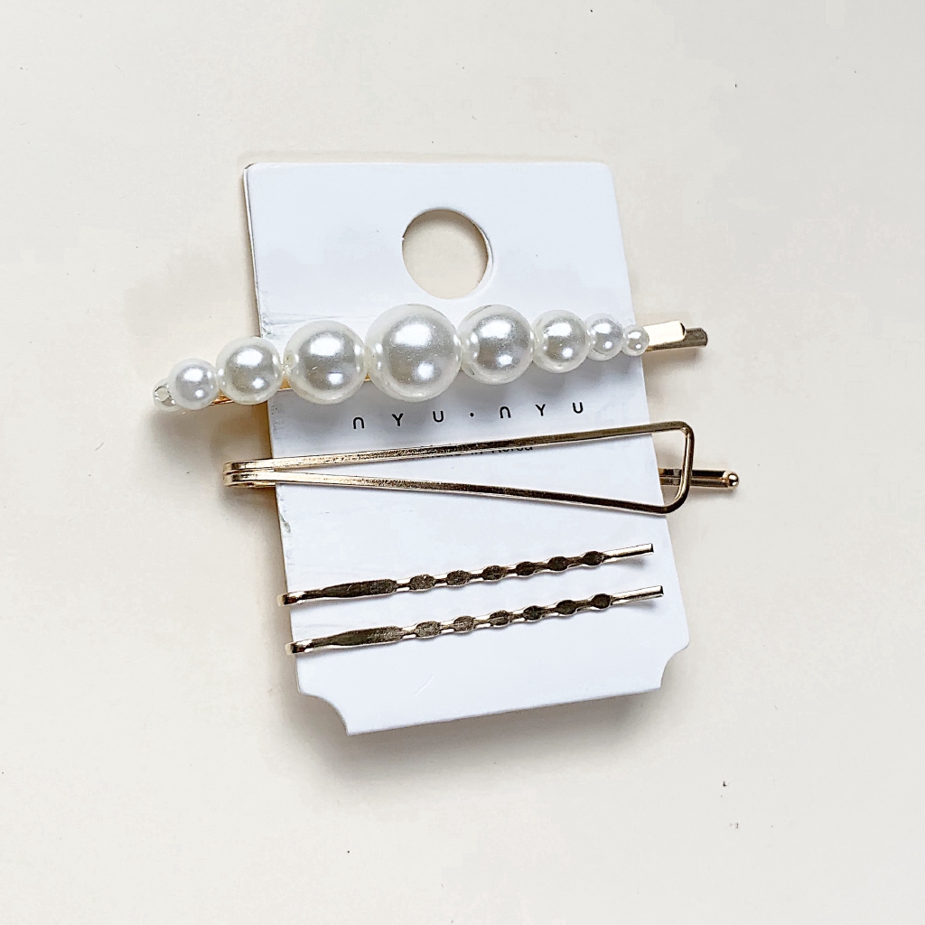 Bộ 4 kẹp tóc ngọc trai kiểu Hàn Quốc