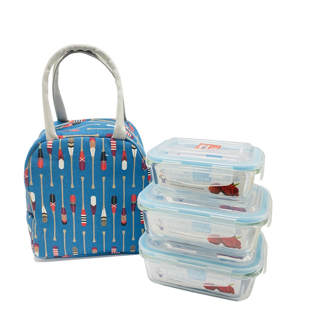 Bộ Hộp Cơm Thủy Tinh KOVA LUNCH BOX  Kèm Túi Giữ Nhiệt