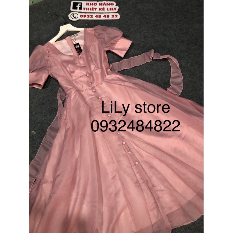 ĐẦM XOÈ TAY PHỒNG ĐÍNH NÚT BỌC ( ảnh thật 1000% )