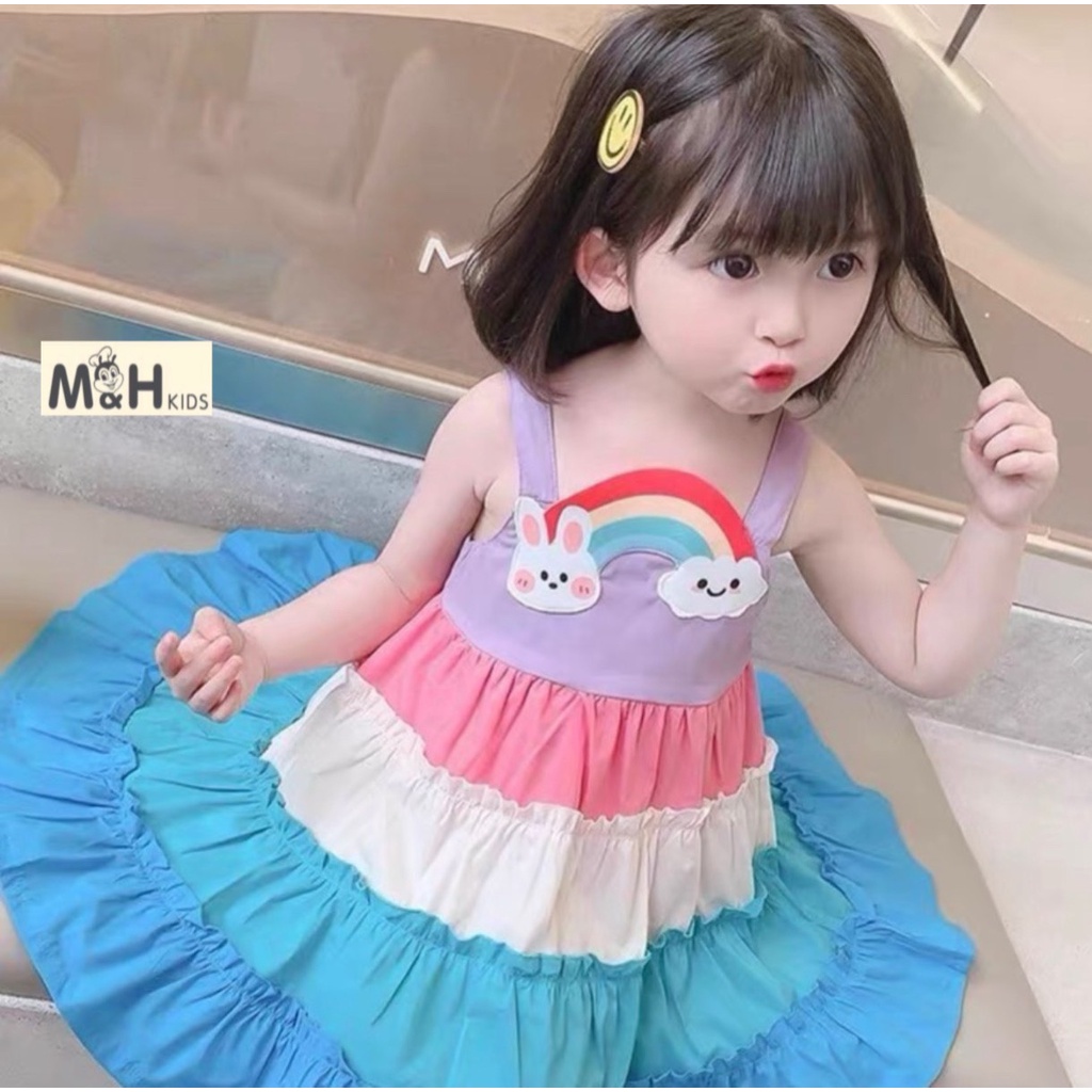 VAY32 - Váy xòe cầu vồng, chất thô mềm cho bé từ 14-28kg, Richkid123