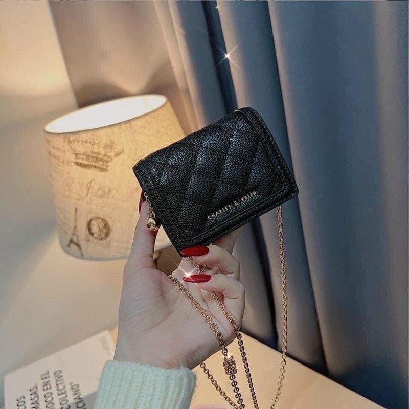 Ví cầm tay mini mã SEL0058, Ví dự tiệc có dây xích đeo chéo Size 12cm nhỏ gọn