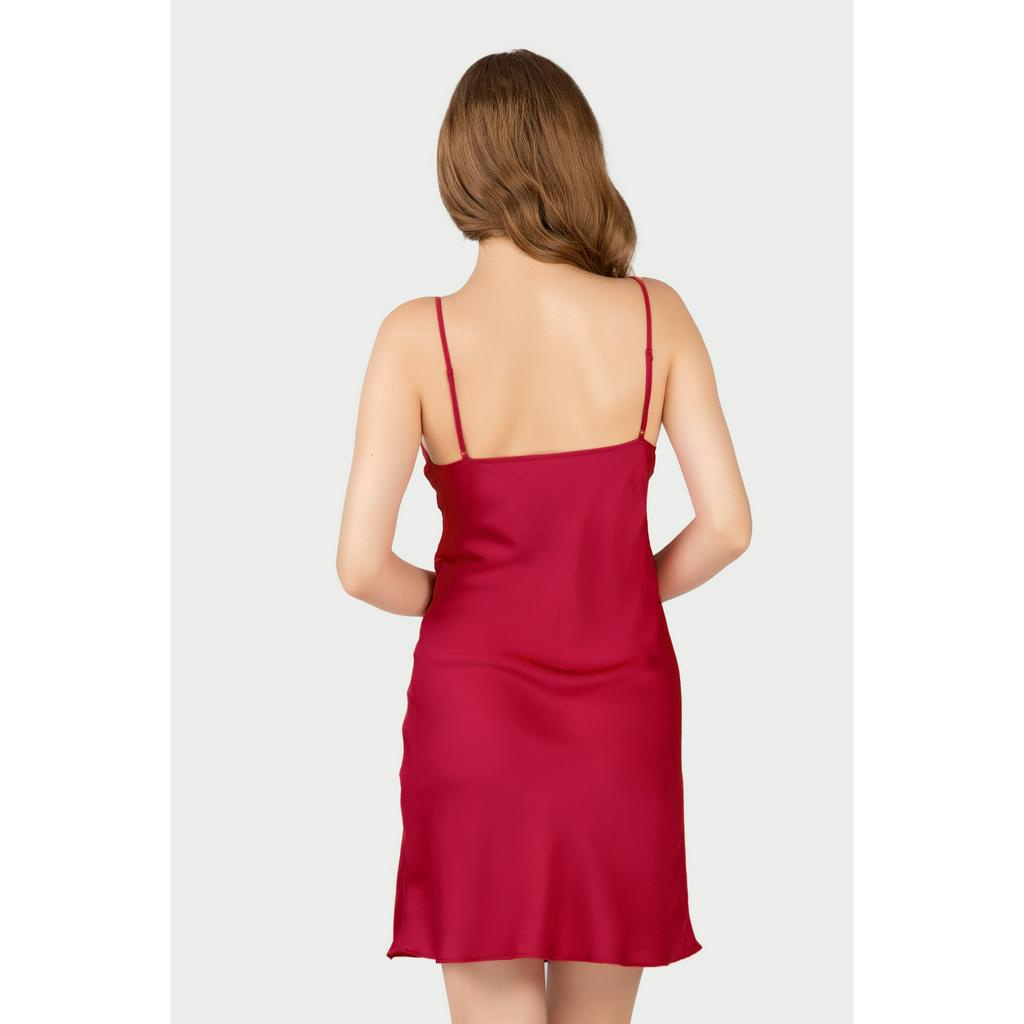 Đầm ngắn Vera Satin trơn phối Ren - V0453
