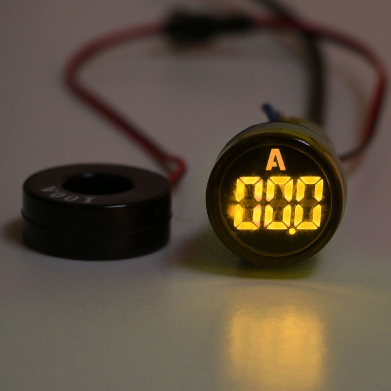 AC220V 22mm Digital Ammeter 1-100A Current Monitor Meter Signal Lamp Amperemeter