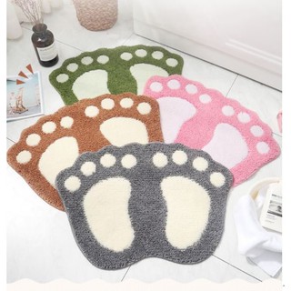 Thảm chùi chân sợi len HÌNH BÀN CHÂN 48x67cm, thảm lau chân thấm hút tốt, chống trơn trượt