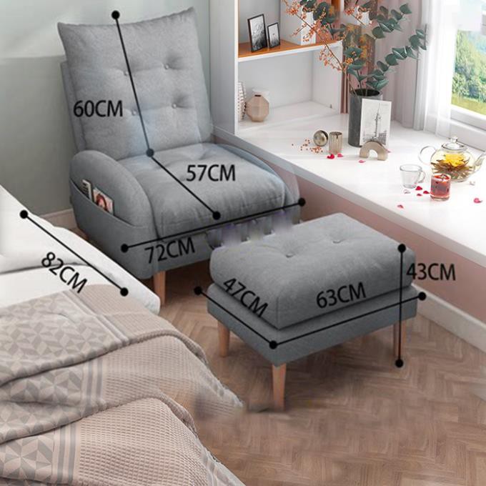 ❤ HÀNG MỚI  ❤ Ghế sofa thư giãn - [ẢNH THẬT] Ghế lười kèm đôn chân gỗ đệm vải êm ái