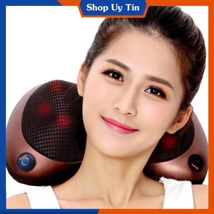 Gối Massage 8 Bi Hồng Ngoại Công Nghệ Nhật Bản Cao Cấp Giúp Giảm Đau Cổ Vai Gáy Lưng