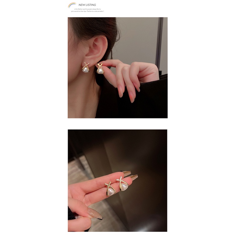 Bông Tai Mạ Bạc 925 Hình Thánh Giá Đính Ngọc Trai Phong Cách Cổ Điển 2022